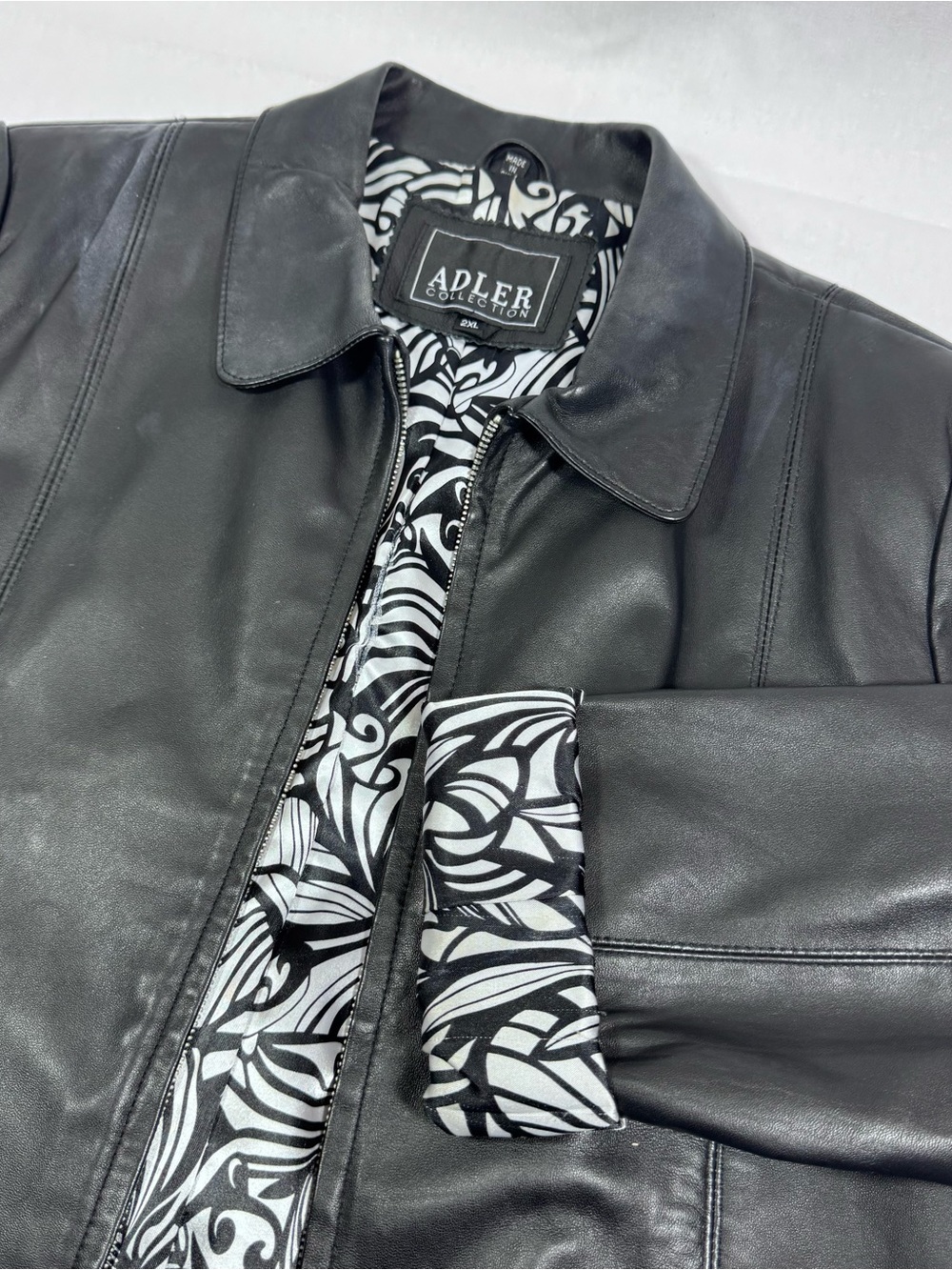 Adler Collection Womens 2XL Black Genuine Leather Jacket Lambskin